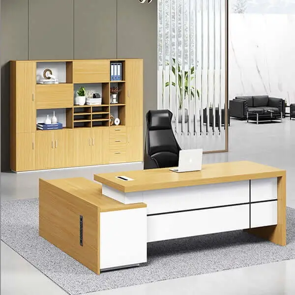 Bàn Giám Đốc Hiện Đại Chữ L Yếm Sọc Đen 1m6- BGDVP48