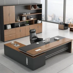 Bàn Giám Đốc Hiện Đại Liền Tủ Phụ Yếm Sọc Ngang 1m6 - BGDVP13