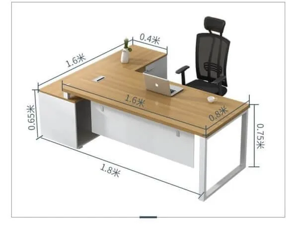 Bàn Giám Đốc Hiện Đại Chân Sắt Liền Tủ Phụ 1m6 – BGDVP57