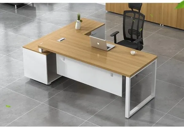 Bàn Giám Đốc Hiện Đại Chân Sắt Liền Tủ Phụ 1m6 – BGDVP57