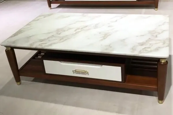 Bàn sofa mặt đá chân gỗ có ngăn kéo - BTVP38