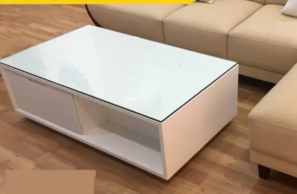 Bàn sofa trắng mặt kính sang trọng - BTVP41