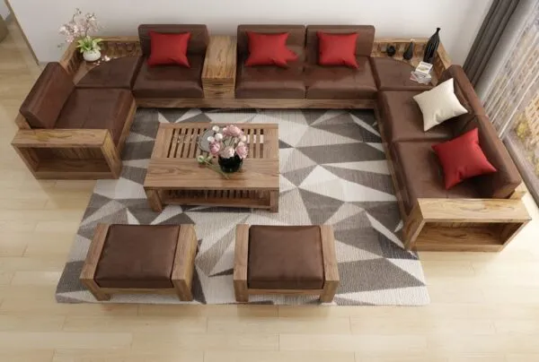 Bộ Sofa Góc Đặt Phải Gỗ Đỏ - SGVP13