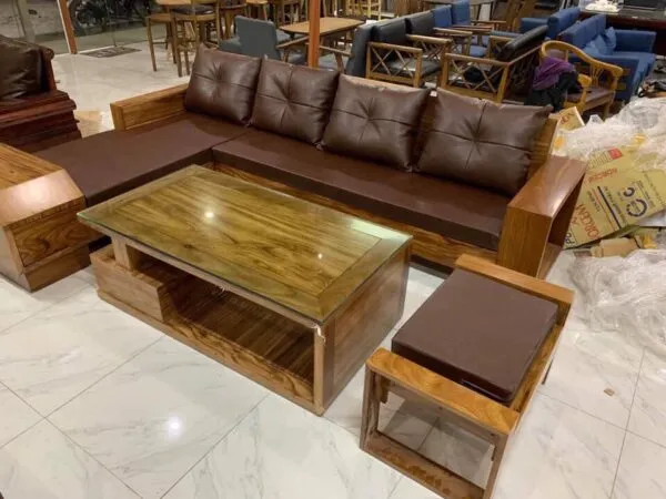Sofa Góc Chữ L Gỗ Hương Xám - SPGVP05