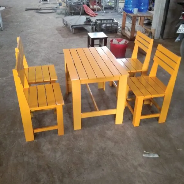 Bàn Ghế Cafe Thấp Gỗ Sồi Tự Nhiên - BGCVP08