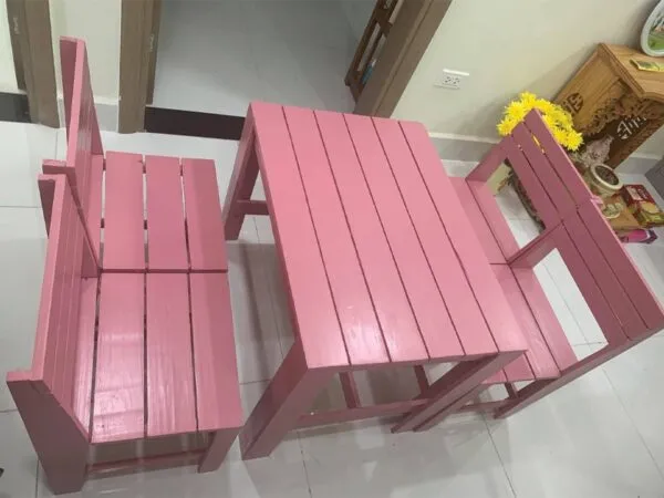 Bàn Ghế Cafe Thấp Gỗ Sồi Tự Nhiên - BGCVP08