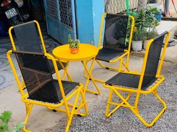 Bàn Ghế Cafe Khung Sắt Xếp Gọn - BGCVP04