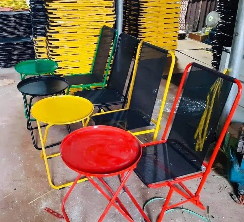 Bàn Ghế Cafe Khung Sắt Xếp Gọn - BGCVP04