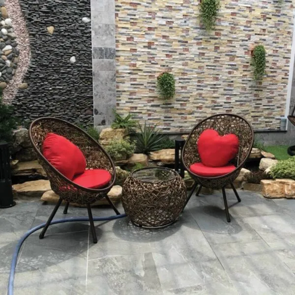 Bàn Ghế Cafe Sân Vườn Nhựa Giả Mây - BGCVP05