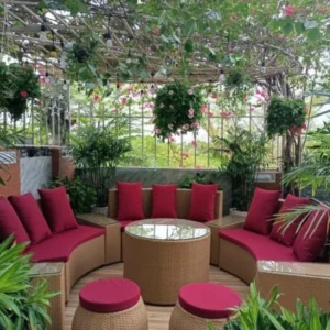 Bộ Bàn Ghế Cafe Trứng Giả Mây - BGCVP02