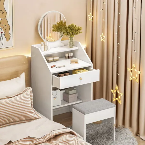 Bàn Phấn Trang Điểm Nhỏ Gọn Gương Tròn - BTDVP34