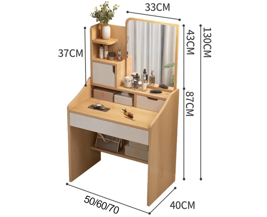 Bàn Phấn Trang Điểm Gương Vuông Có Đèn LED - BTDVP14