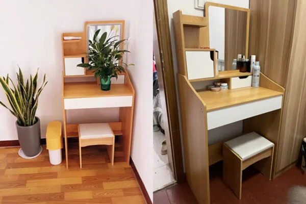 Bàn Phấn Trang Điểm Gương Vuông Có Đèn LED - BTDVP14