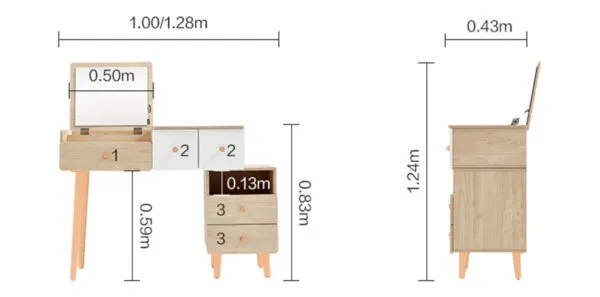 Bàn Trang Điểm Gương Lật Phong Cách Bắc Âu - BTDVP11