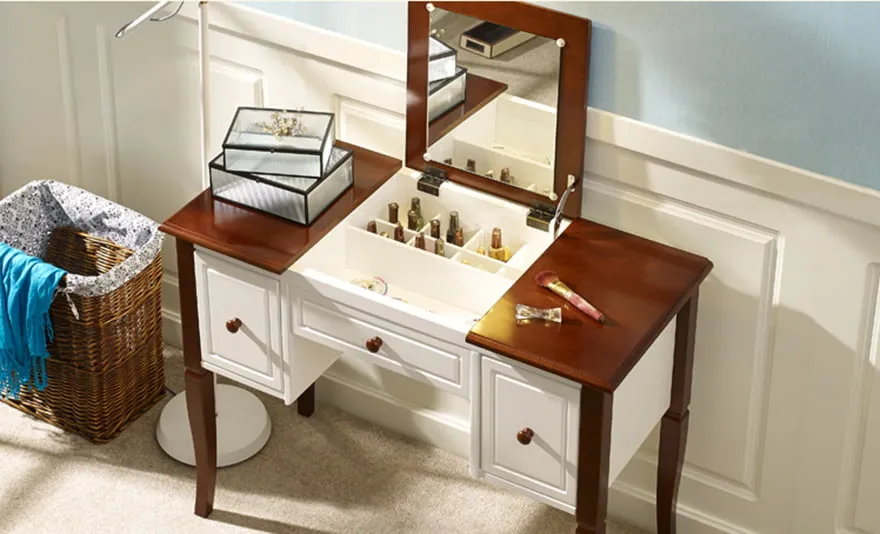 Bàn Trang Điểm Gỗ MDF Gương Gấp Cao Cấp - BTDVP27