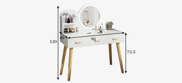 Bàn Trang Điểm Gương Tròn Có Đèn LED - BTDVP09