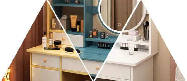 Bàn Trang Điểm Gỗ MDF Gương Tròn Có Đèn LED - BTDVP35