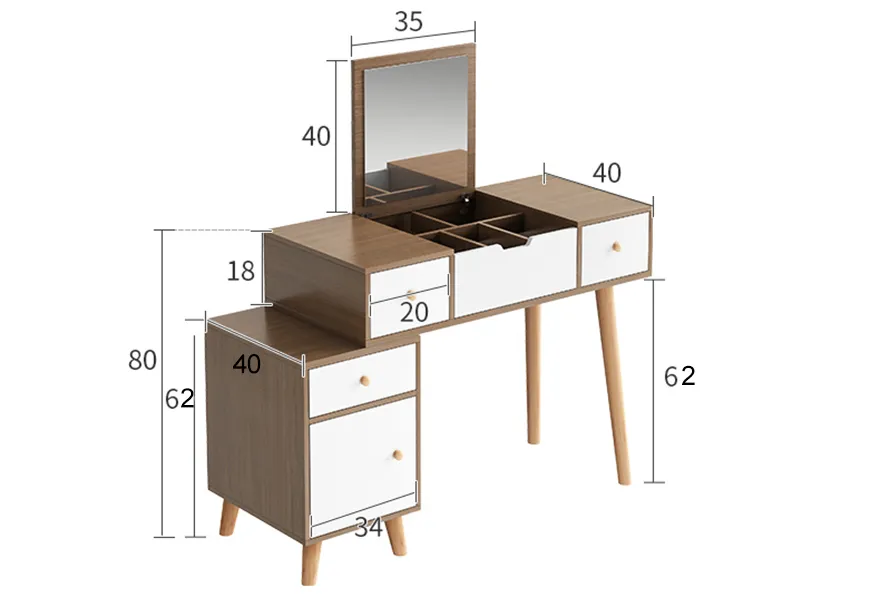 Bàn Trang Điểm Gương Lật Liền Hộc Tủ - BTDVP19