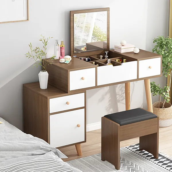 Bàn Trang Điểm Gương Lật Liền Hộc Tủ - BTDVP19
