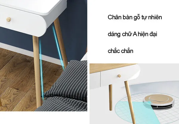 Bàn Trang Điểm Gương Tròn Tích Hợp Đèn LED - BTDVP16