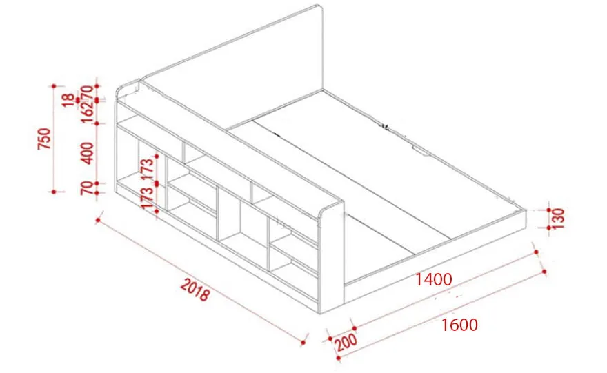 Giường Ngủ Cho Bé Kết Hợp Giá Sách Hiện Đại - GNVP12