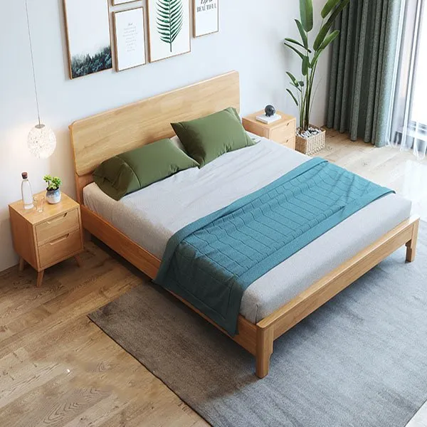 Giường Ngủ Gỗ Tự Nhiên 2m2 Có Ngăn Để Đồ - GNVP07