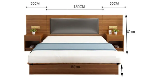 Giường Ngủ Có Tab Đầu Giường, Tấm Ốp Kéo Dài - GNVP15