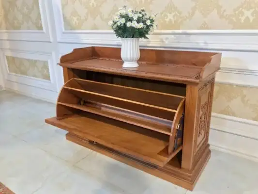 Tủ Giày Gỗ Gõ Đỏ Cánh Lật Thông Minh - TGVP19