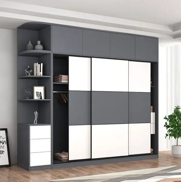 Tủ Quần Áo 3 Cánh Lùa Màu Ghi Trắng - TQAVP24