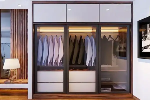 Tủ Quần Áo Cánh Kính Trượt Âm Tường Hiện Đại - TQAVP38