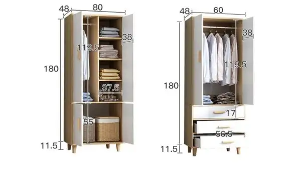 Tủ Quần Áo 2 Buồng 4 Cánh Gỗ MDF - TQAVP10