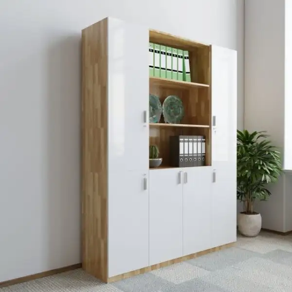 Tủ Tài Liệu Gỗ Cao Su 6 Cánh Màu Trắng - THSGVP01