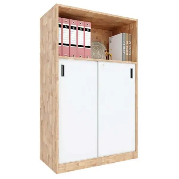 Tủ Hồ Sơ Gỗ Cao Su 3 Tầng Cánh Lùa - THSGVP03