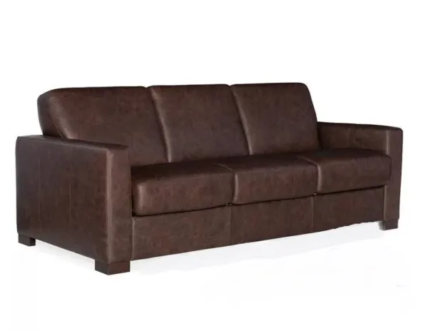 Sofa Da Bò Thật 3 Chỗ Màu Nâu Tối - SDVP05