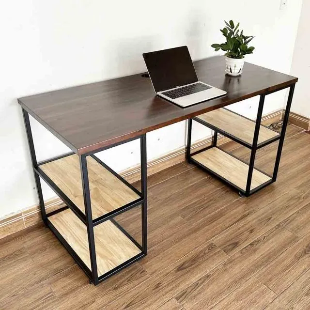 Bàn Làm Việc Khung Sắt Liền Kệ 1m4 - BLVVP76