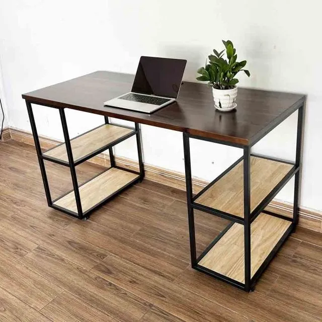 Bàn Làm Việc Khung Sắt Liền Kệ 1m4 - BLVVP76