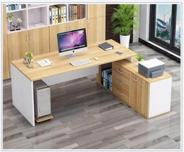 Bàn Giám Đốc Hiện Đại Có Tủ Phụ Và Giá Đỡ Máy Tính Case 1m6 - BGDVPXP01