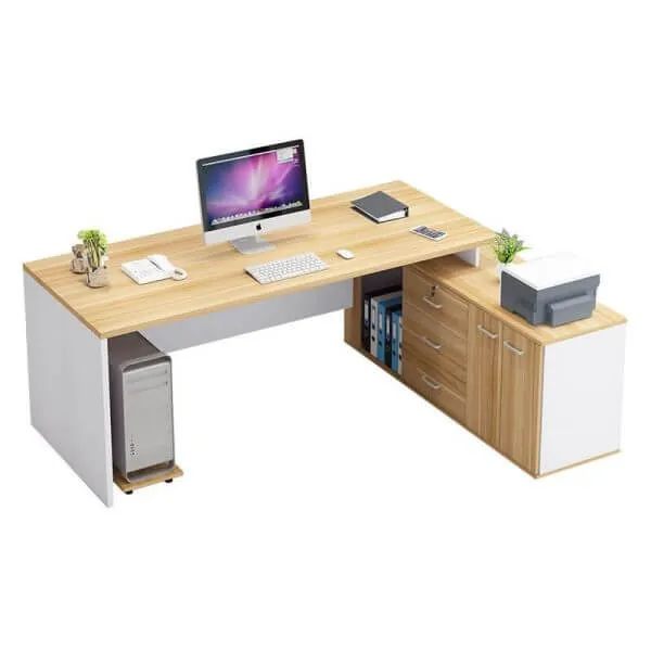 Bàn Giám Đốc Hiện Đại Có Tủ Phụ Và Giá Đỡ Máy Tính Case 1m6 - BGDVPXP01