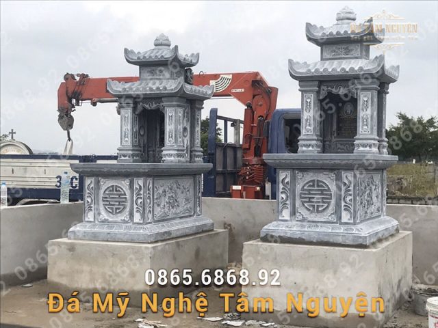 Mộ đá hai mái cải táng đẹp chuẩn phong thủy