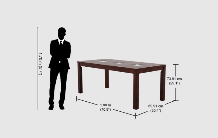 Bàn ăn trong gia đình thường chỉ cao từ 70cm đến 76 cm