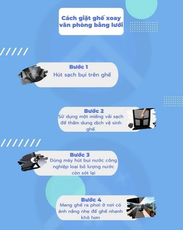 Các bước vệ sinh ghế văn phòng bằng lưới
