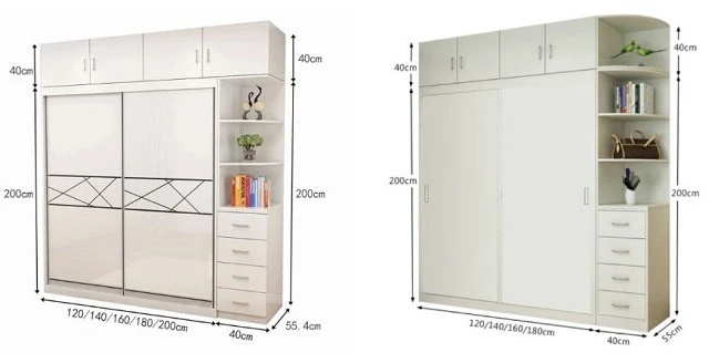 Kích thước tiêu chuẩn phổ biến của tủ quần áo