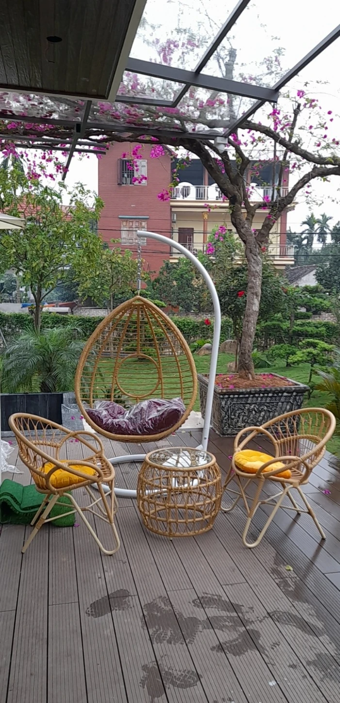 Bàn Ghế Cafe Nhựa Giả Mây