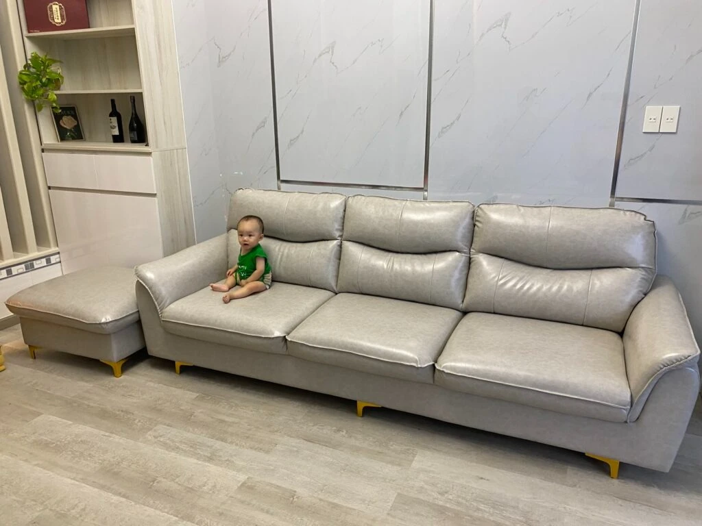 Sofa da simili màu xám 3 chỗ ngồi