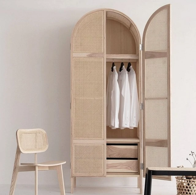 Tủ quần áo bằng mây decor xinh xắn